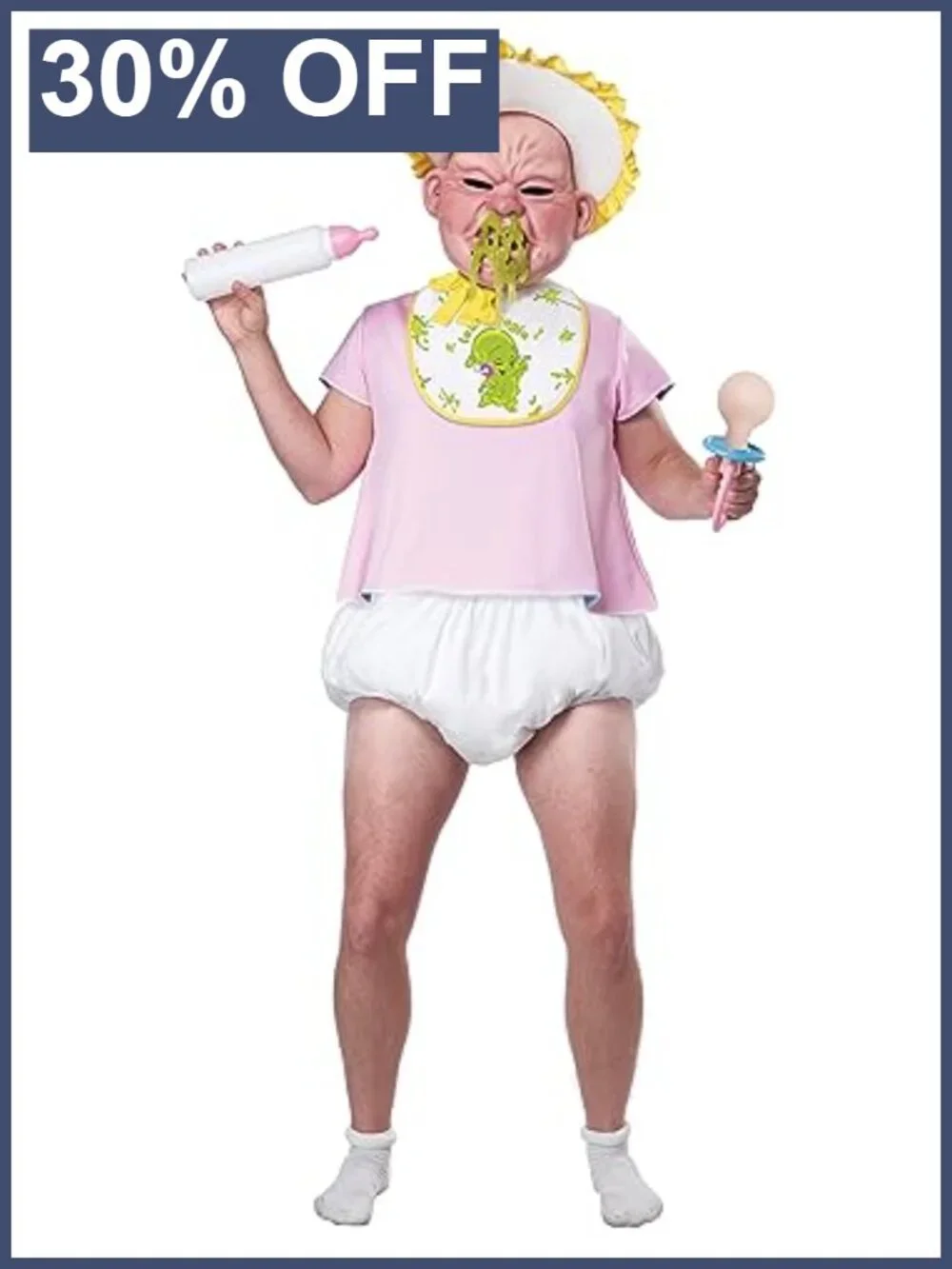 Adult Booger Baby Halloween Costume X-Large Reversible Top Mask Props
